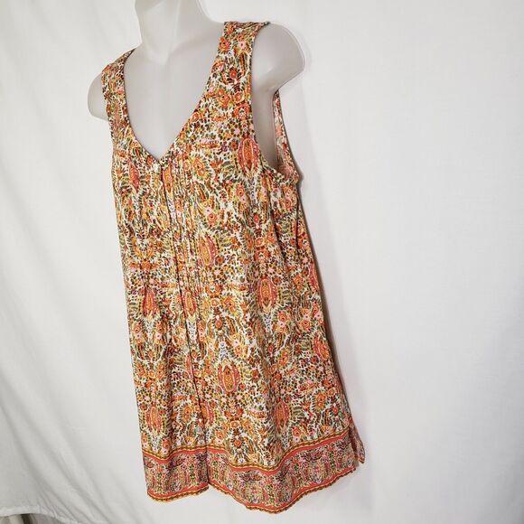 J. Jill Womens Tunic Tank Top Size XS Orange Floral Print Button Up Sleeveless - Picture 4 of 11